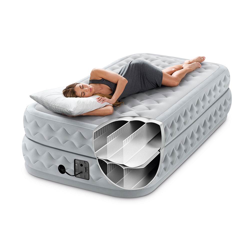 Intex Supreme Air Flow Raised Air Bed Mattress With Built In Pump & Bag, Twin