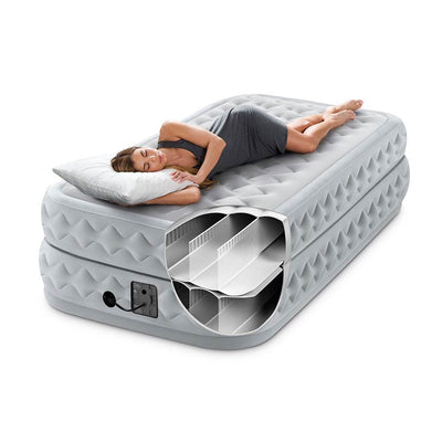 Intex Supreme Air Flow Raised Air Bed Mattress With Built In Pump & Bag, Twin