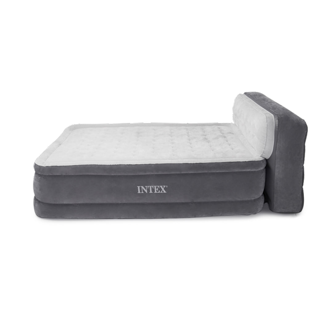 Intex Ultra Plush Inflatable Bed Air Mattress w/ Built-in Pump, Headboard, Queen