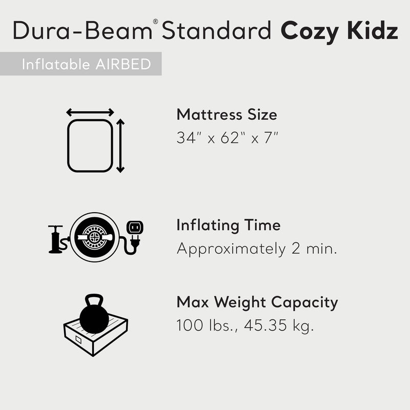 Intex Cozy Kidz Fun-Colored Inflatable Air Bed Mattress w/ Carry Bag (Used)