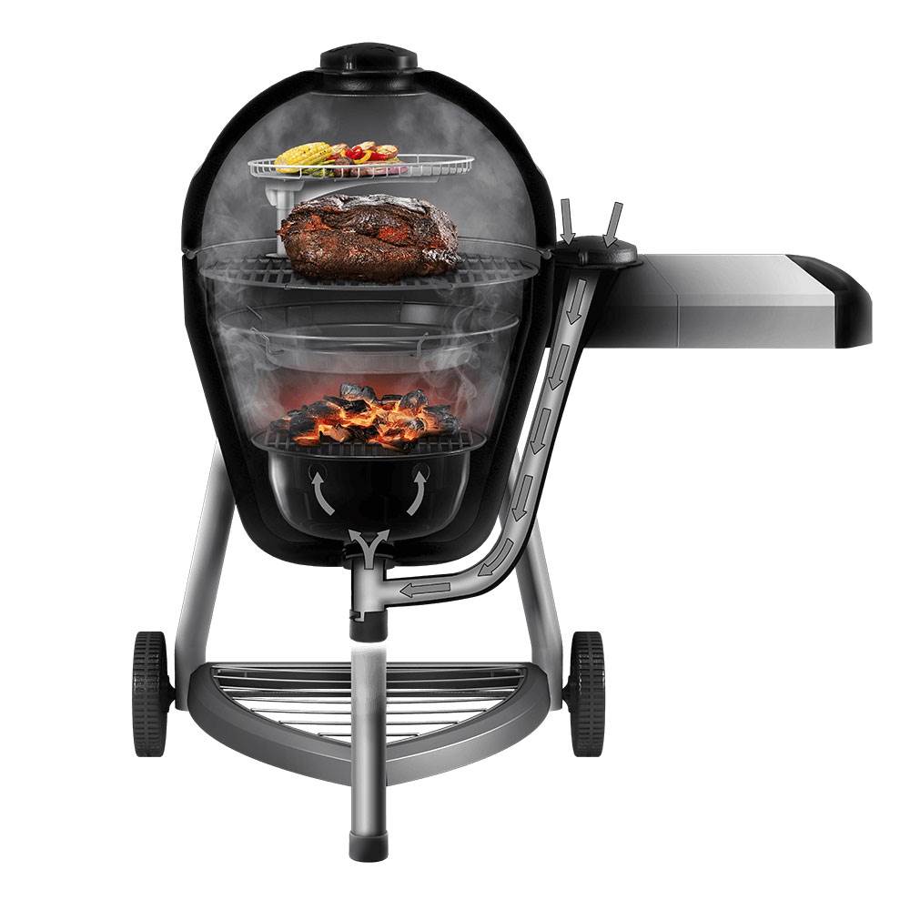Char Broil 327 Sq In Kamander Cooking Steel Charcoal Grill, Black (Open Box) - VMInnovations
