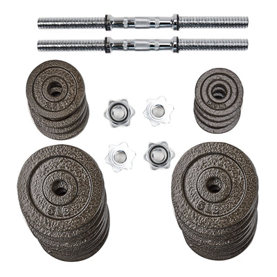 Everyday Essentials 105 Pound Adjustable Weight Dumbbell Set and Exercise Mat