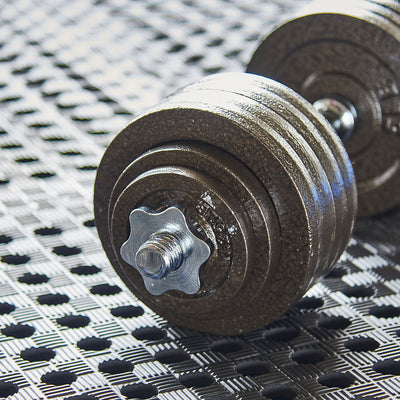 Everyday Essentials 105 Pound Adjustable Weight Dumbbell Set w/ Cast Iron Plates