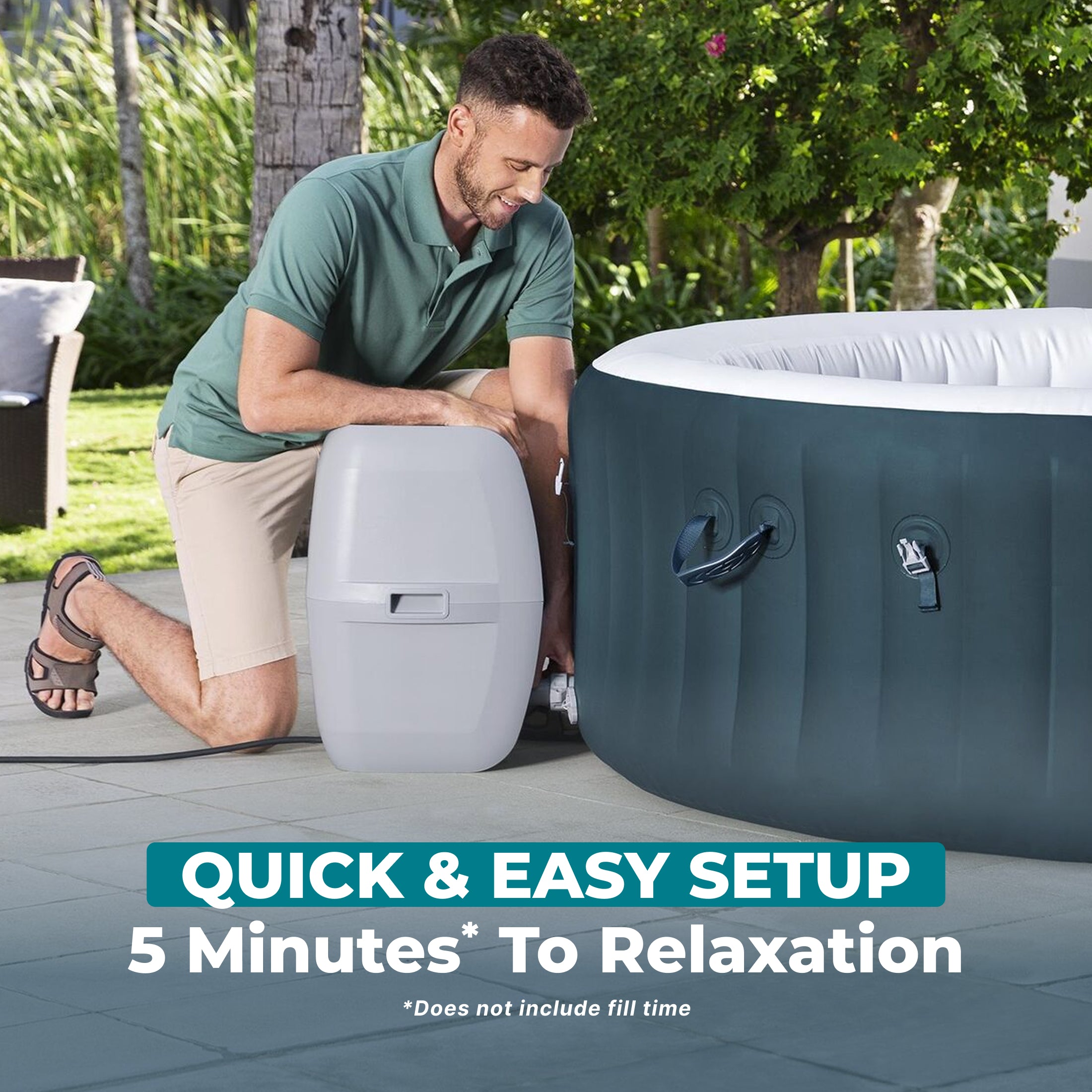 Bestway SaluSpa Miami AirJet 4-6 Person Inflatable Hot Tub w/ EnergySense Cover - VMInnovations