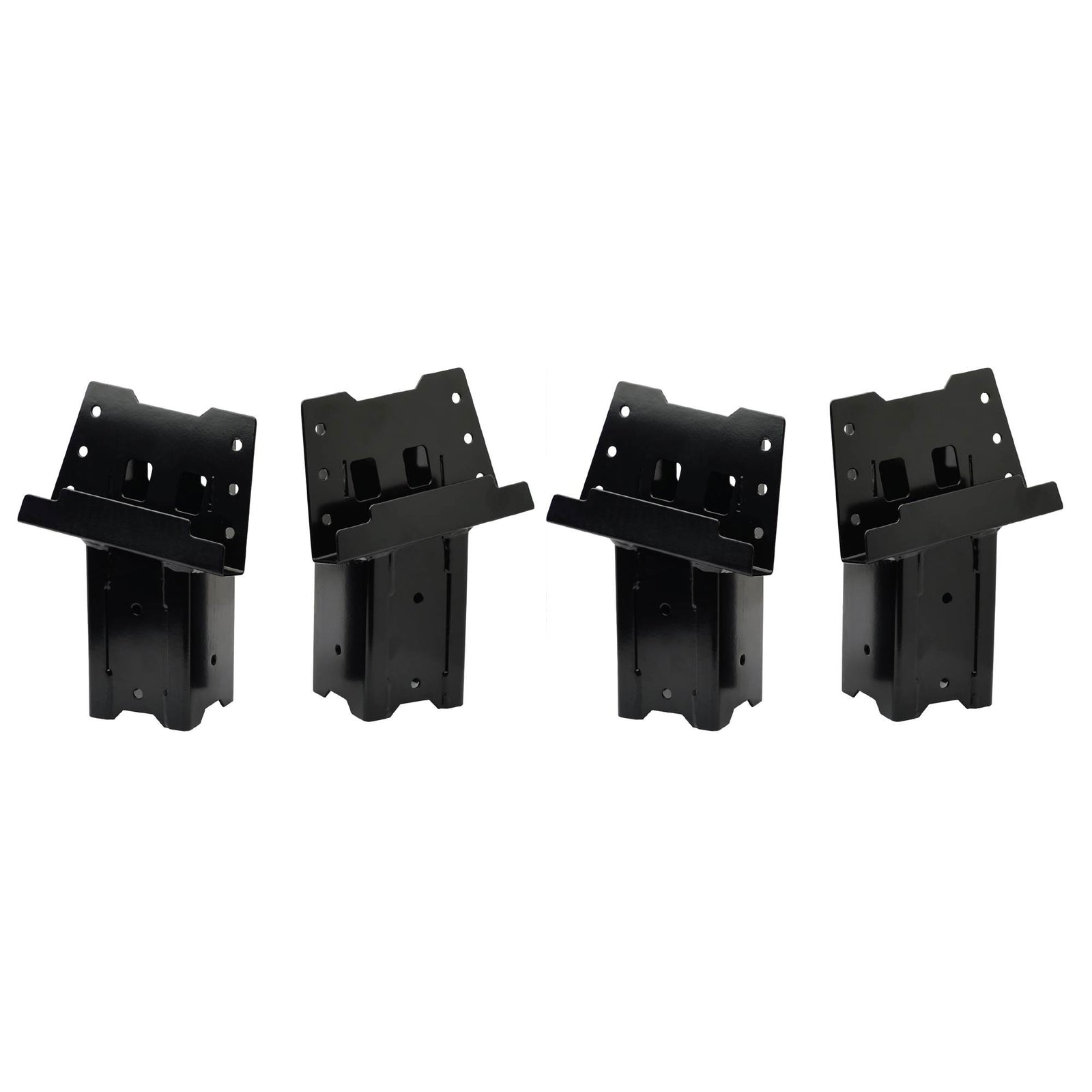 HME Welded Steel Brackets for 4 x 4 Elevated Wood Support Posts, Black (4 Pack) - VMInnovations