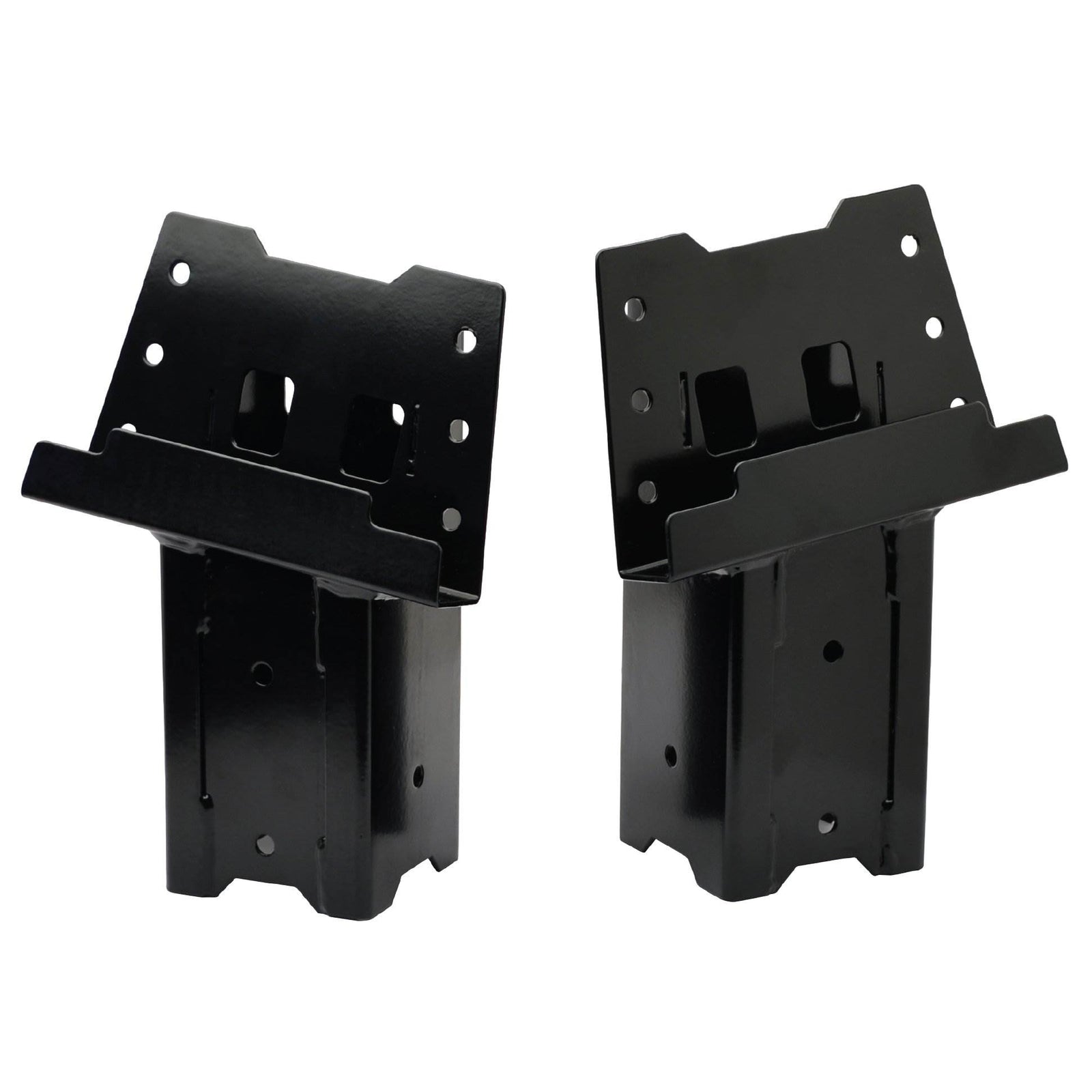 HME Welded Steel Brackets for 4 x 4 Elevated Wood Support Posts, Black (4 Pack) - VMInnovations