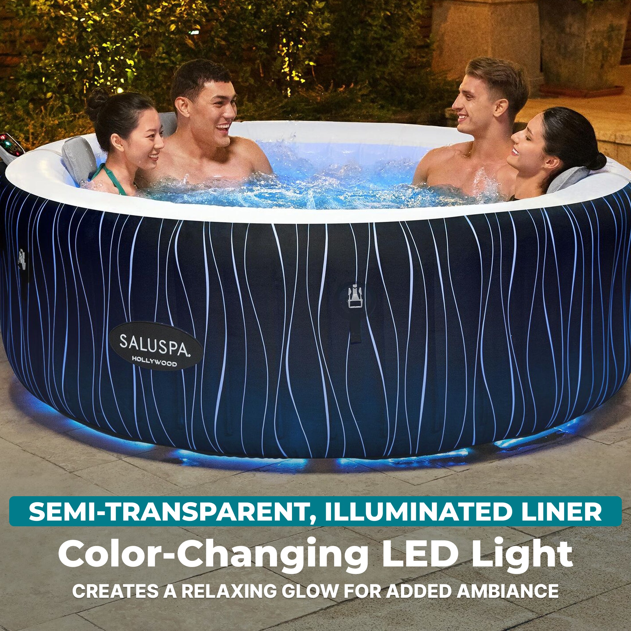 Bestway Hollywood EnergySense Luxe AirJet Inflatable Hot Tub, Black (Used) - VMInnovations