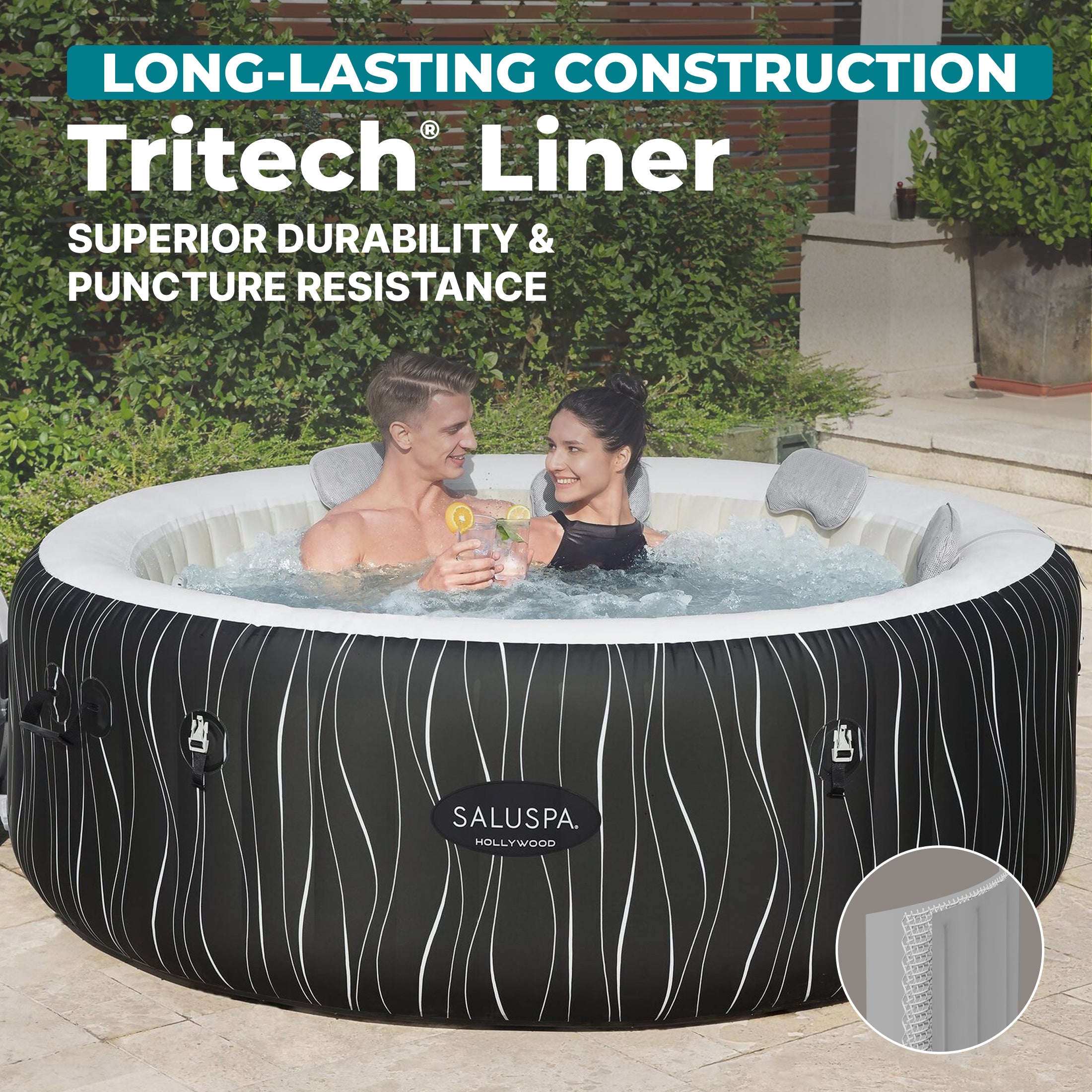 Bestway Hollywood EnergySense Luxe AirJet Inflatable Hot Tub, Black (Used) - VMInnovations