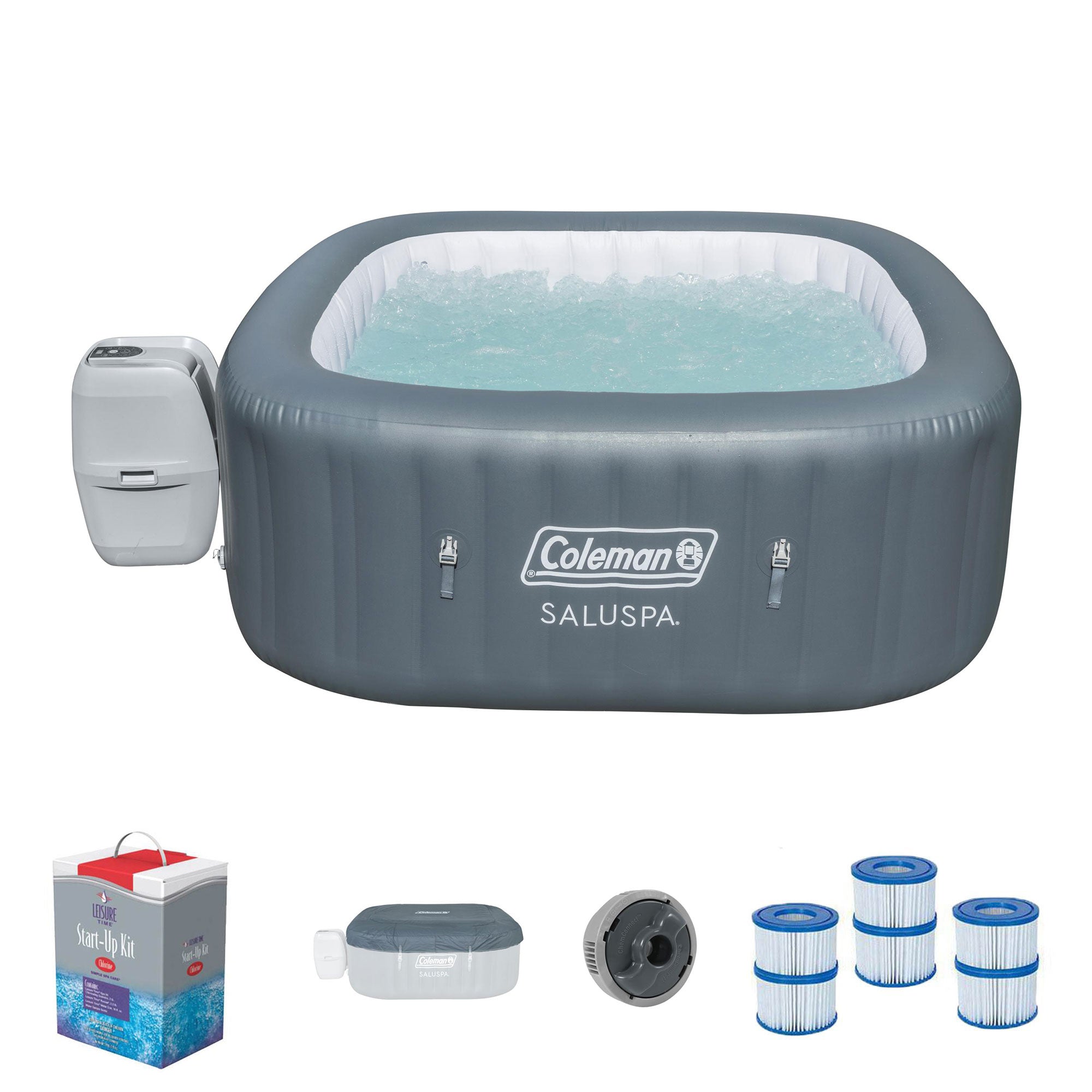 Coleman SaluSpa Inflatable Hot Tub w/ Spa Chlorine Kit & Filter (3 Pack)
