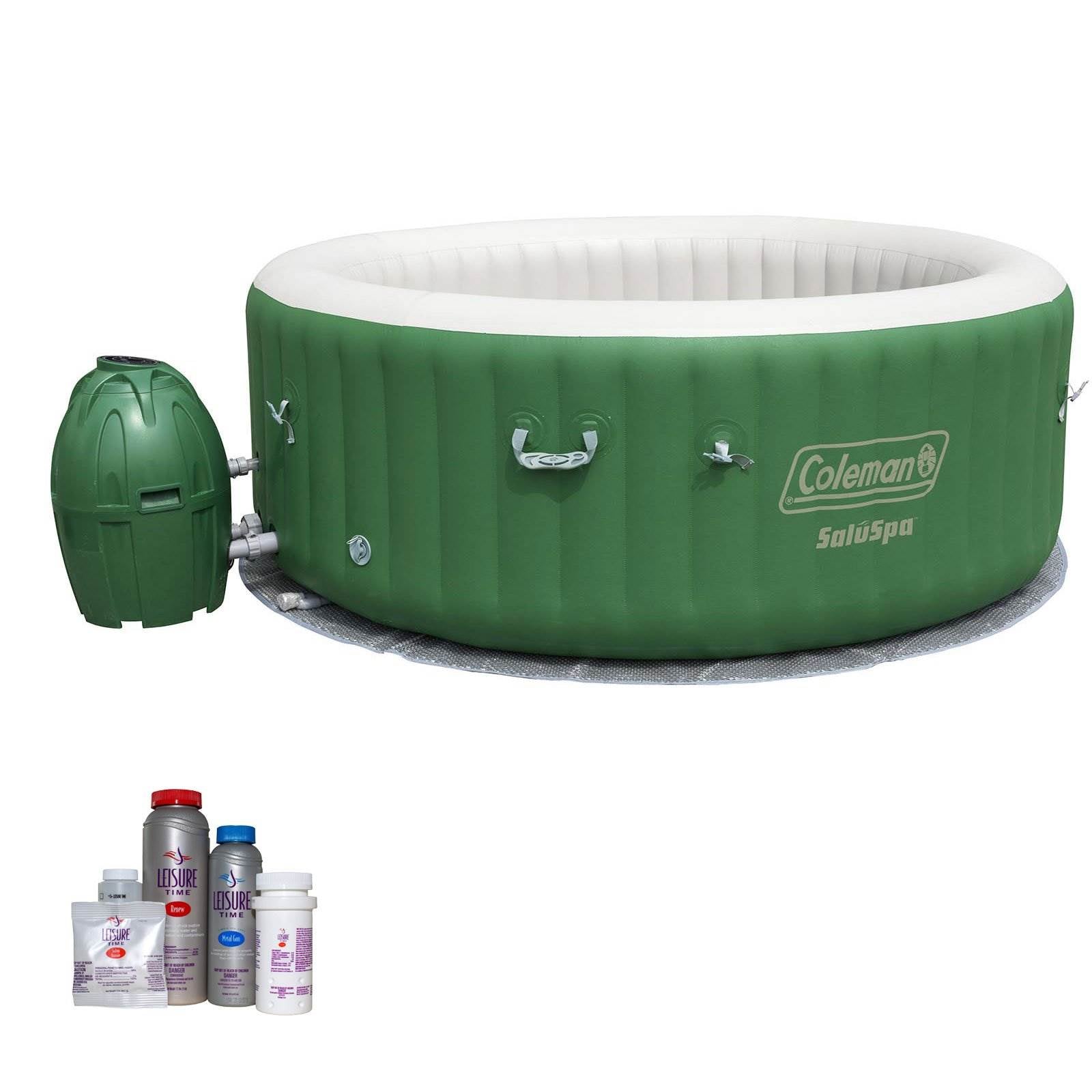 Coleman SaluSpa 6 Person Inflatable Outdoor Spa Hot Tub with Bromine Starter Kit