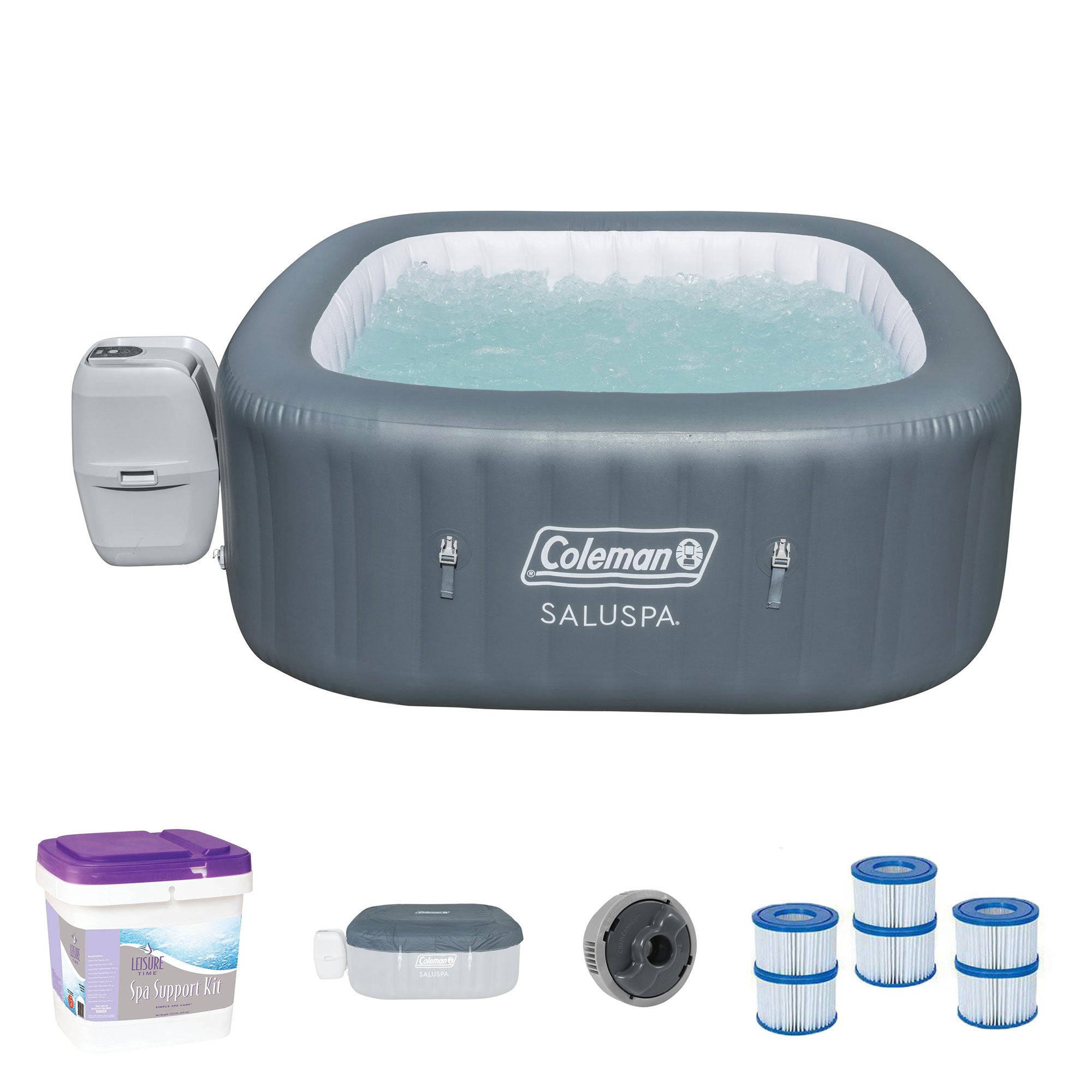 Coleman SaluSpa Inflatable Jacuzzi Hot Tub w/ Spa Support Kit & Filter (3 Pack) - VMInnovations