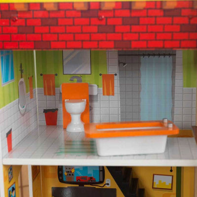 KidKraft Wooden Fire Station Set Toy w/ 14 Accessory Pieces (Open Box)