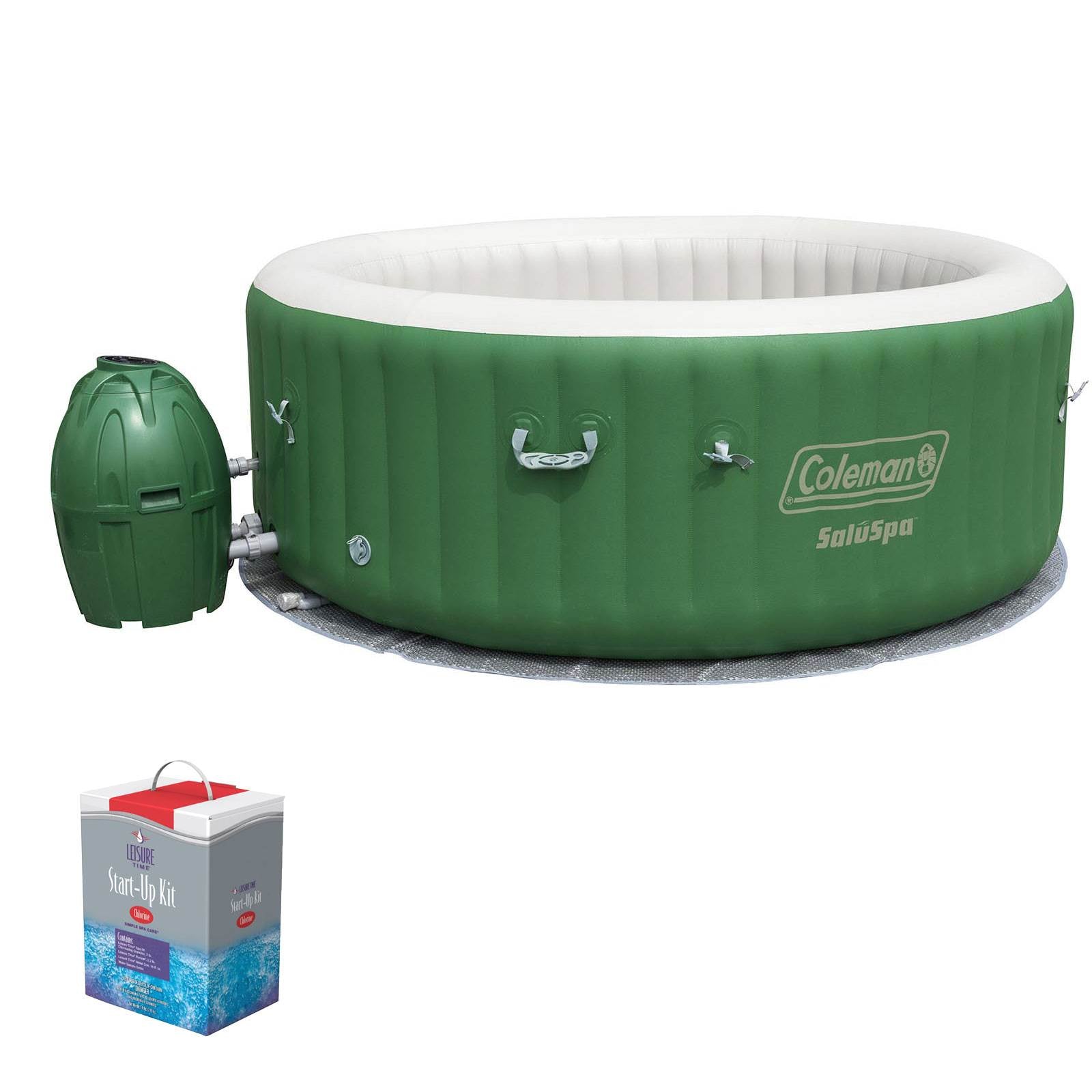 Coleman SaluSpa 6 Person Inflatable Outdoor Hot Tub Spa and Chlorine Starter Kit