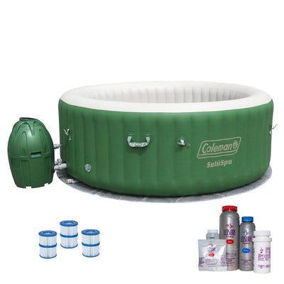 Coleman SaluSpa 6 Person Inflatable Outdoor Spa, Filters, & Bromine Starter Kit