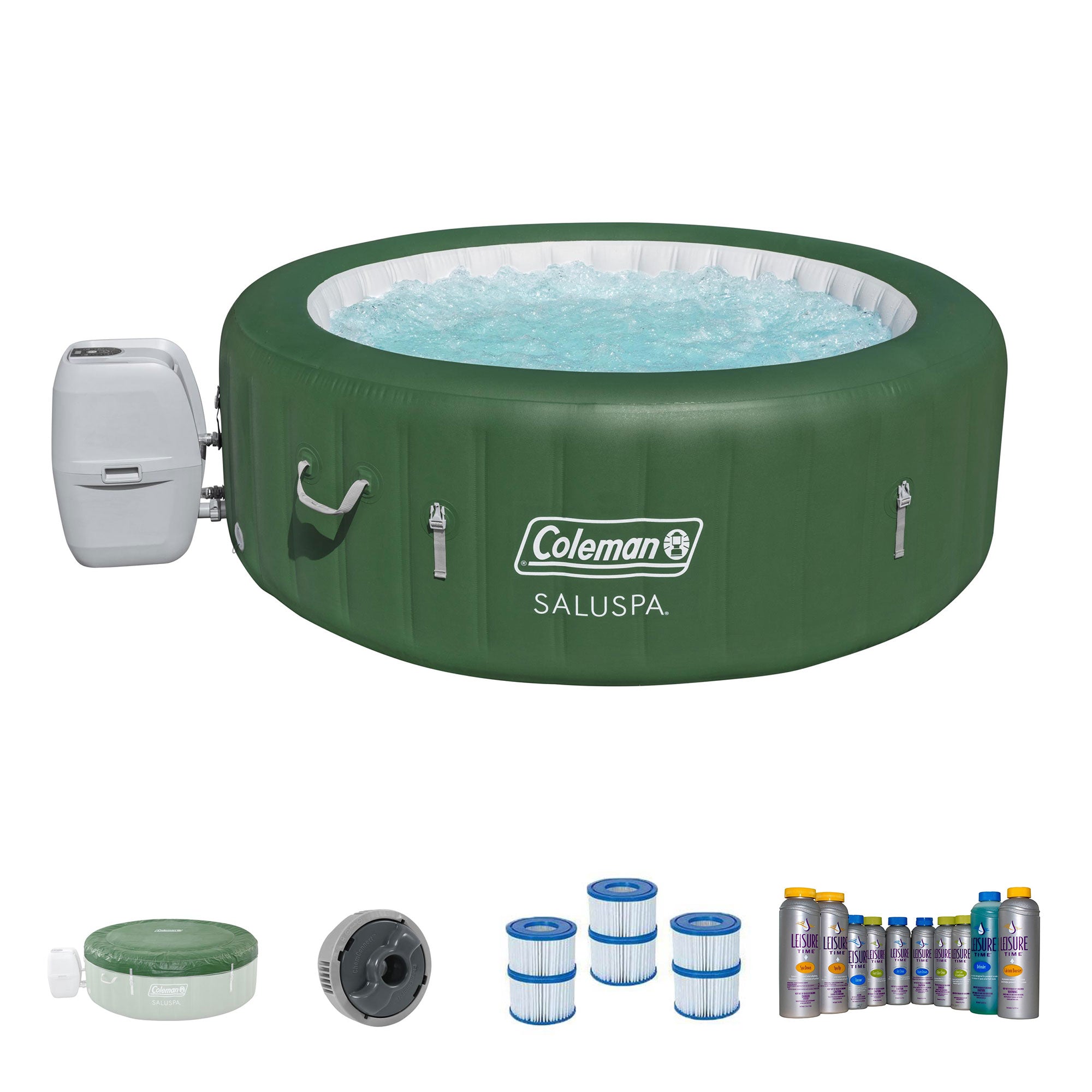 Coleman SaluSpa 6 Person Hot Tub + Filter 3 Pack, Cleaning and Maintenance Kits