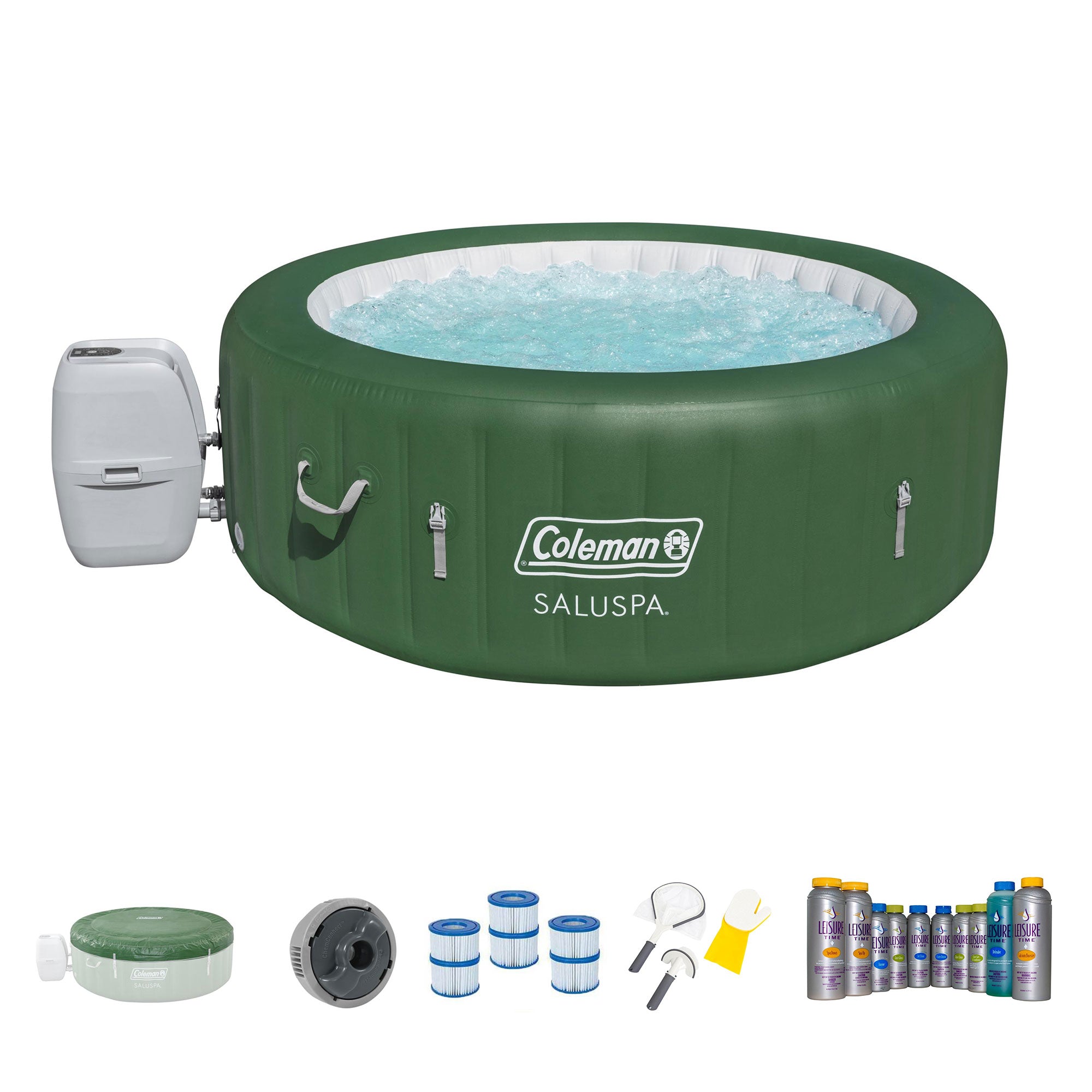 Coleman SaluSpa 6 Person Hot Tub + Filter 3 Pack + Cleaning and Maintenance Kits