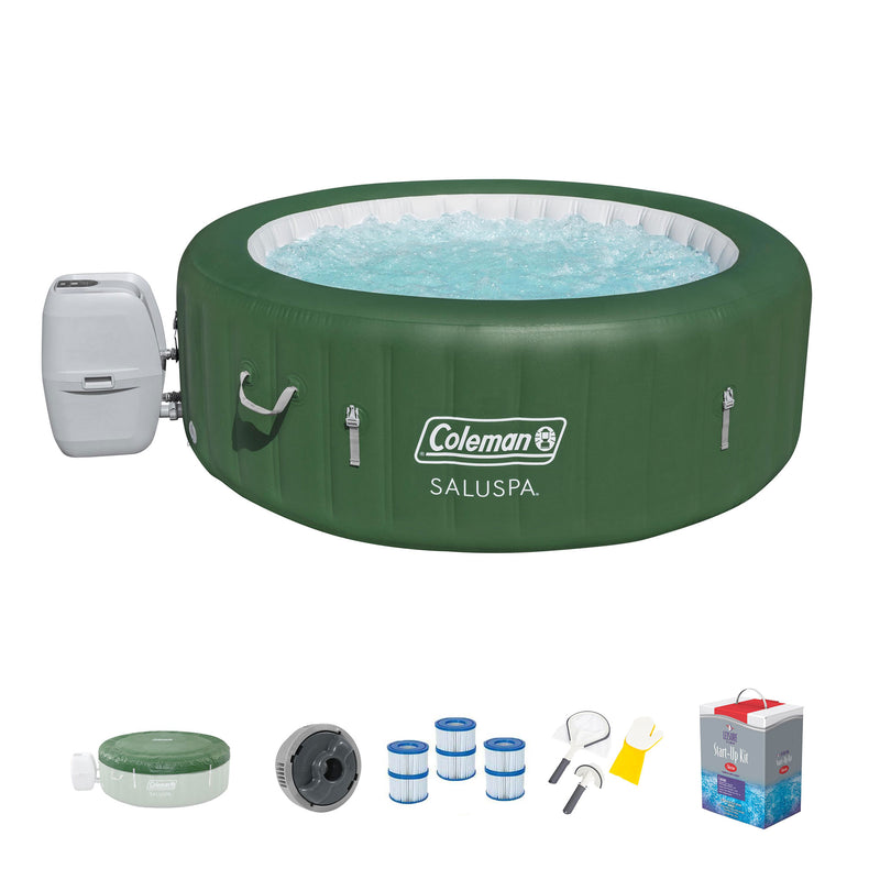 Coleman SaluSpa 6 Person Hot Tub + Filter 3 Pack, 2 Cleaning + Maintenance Kits