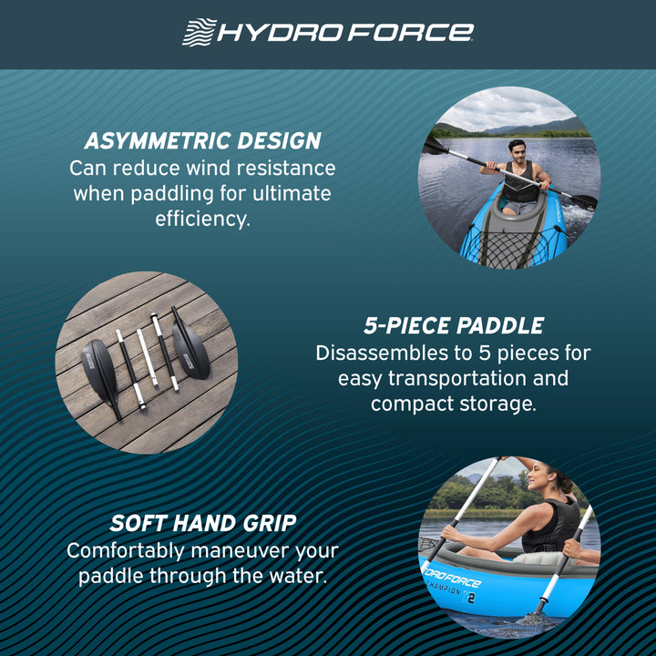 Bestway Hydro Force 91” Adjustable Aluminum Locking Kayak Paddle and Grip, Black