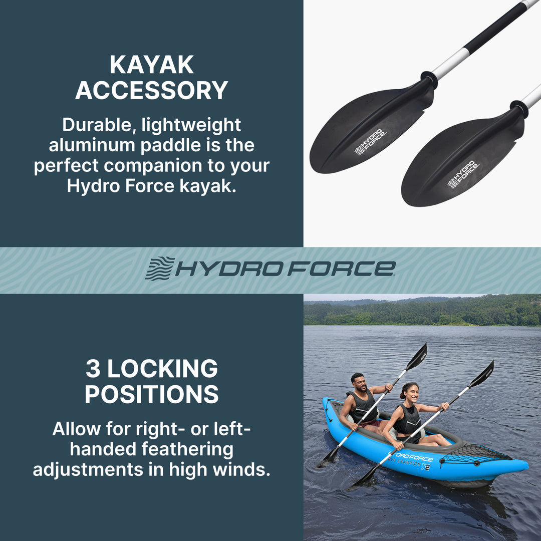 Bestway Hydro Force 91” Adjustable Aluminum Locking Kayak Paddle and Grip, Black - VMInnovations