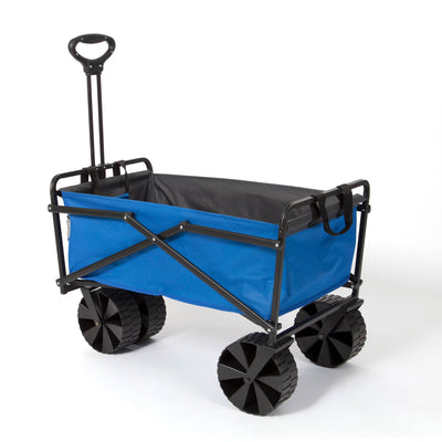 Seina 150lb Capacity Folding Steel Frame Outdoor Utility Wagon Cart, Blue/Gray