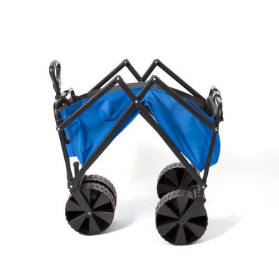 Seina Manual 150 Pound Steel Frame Folding Cart Beach Wagon, Blue/Gray (Used) - VMInnovations
