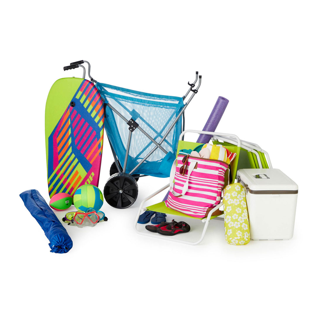 Seina Steel-Framed Collapsible Beach Sand Cruiser, Blue (Open Box) (2 Pack)