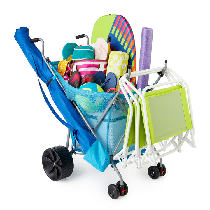 Seina Steel Framed Collapsible Garden Cart Beach Sand Cruiser, Blue (Open Box)