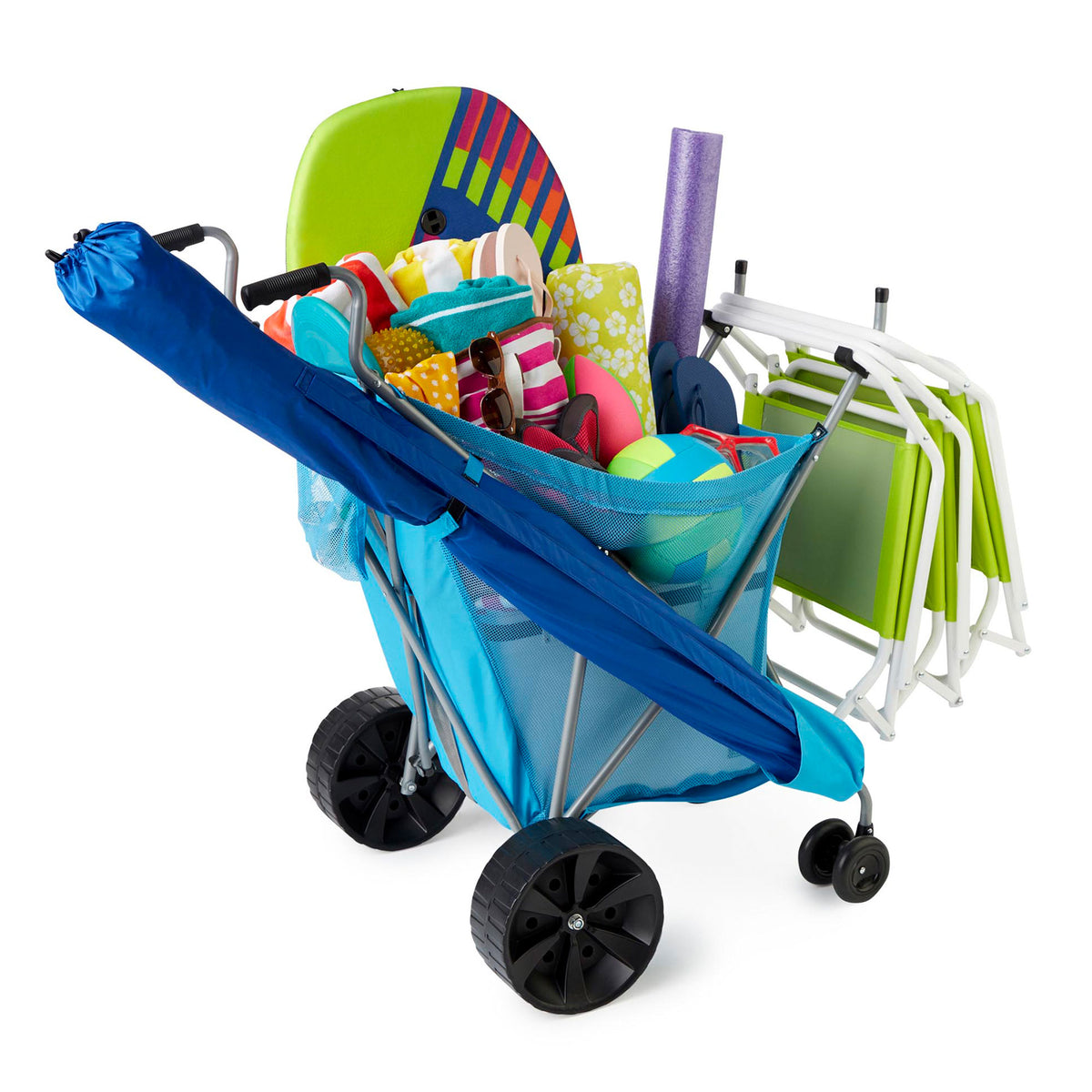 Seina Steel-Framed Collapsible Beach Sand Cruiser, Blue (Open Box) (2 Pack) - VMInnovations