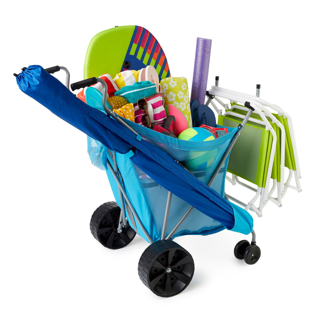 Seina Steel Framed Collapsible Garden Cart Beach Sand Cruiser, Blue (Open Box)