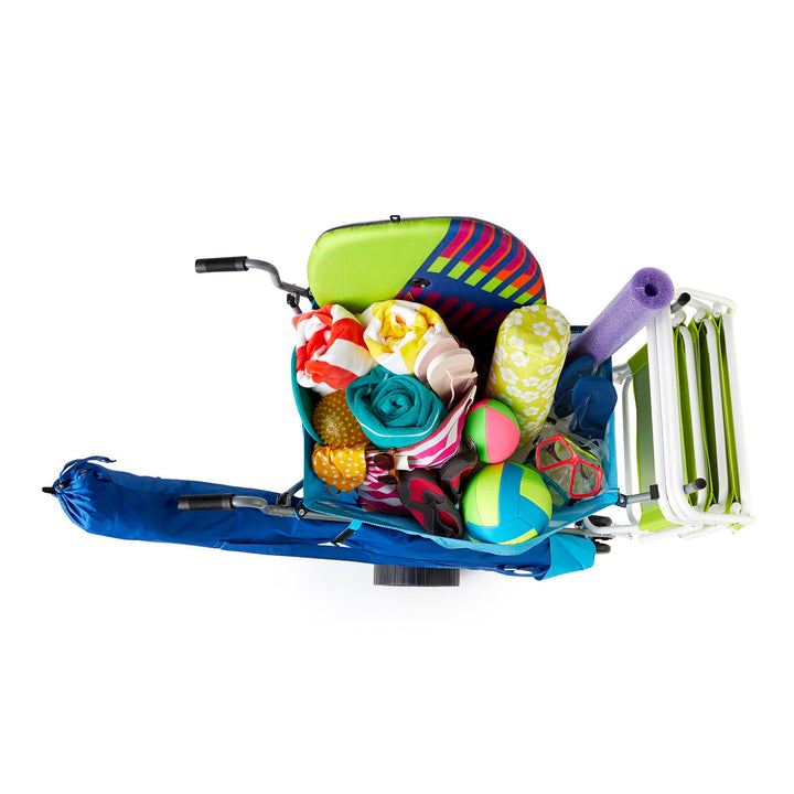 Seina Steel Framed Collapsible Garden Cart Beach Sand Cruiser, Blue (Open Box)