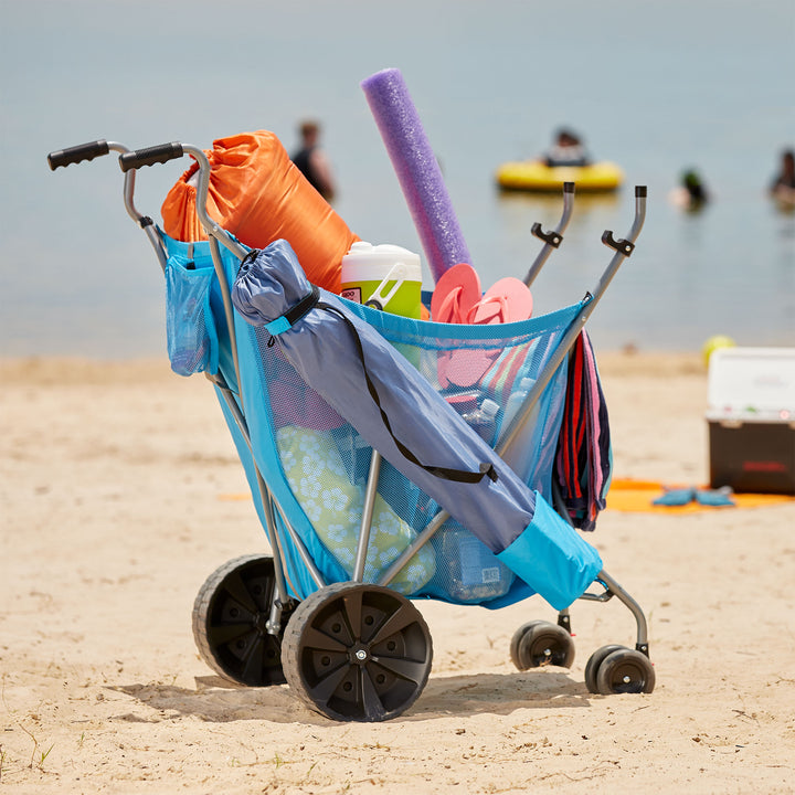 Seina Steel Framed Collapsible Garden Cart Beach Sand Cruiser, Blue (Open Box)