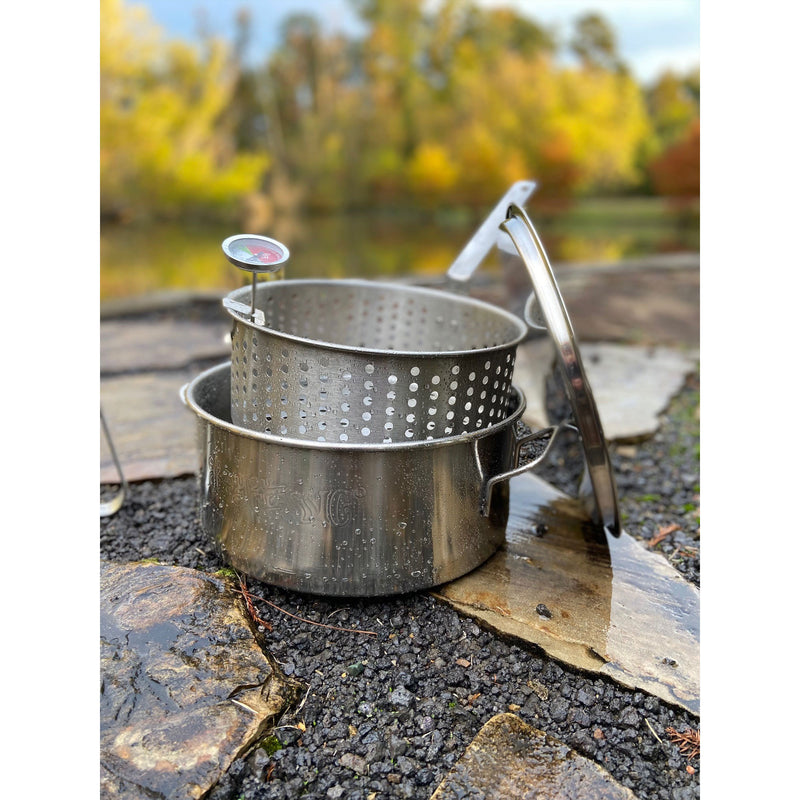 Bayou Classic Durable 10 Quart Stainless Fry Pot & Perforated Basket (Open Box)