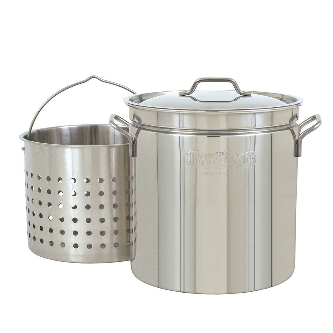 Bayou 24 Qt Stainless Steel Boil Fry Steam Cooking Stockpot w/ Basket (Open Box)