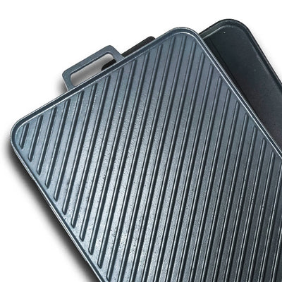 Bayou 28" Flat & Grill Sides Reversible Seasoned Cast Iron Griddle Pan(Open Box) - VMInnovations