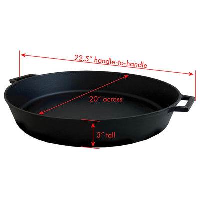 Bayou Classic Seasoned 20" Even Heat Cast Iron Cooking Cookware Skillet Pan