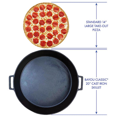 Bayou Seasoned Large 20" Even Heat Cast Iron Cookware Skillet Pan (Open Box)
