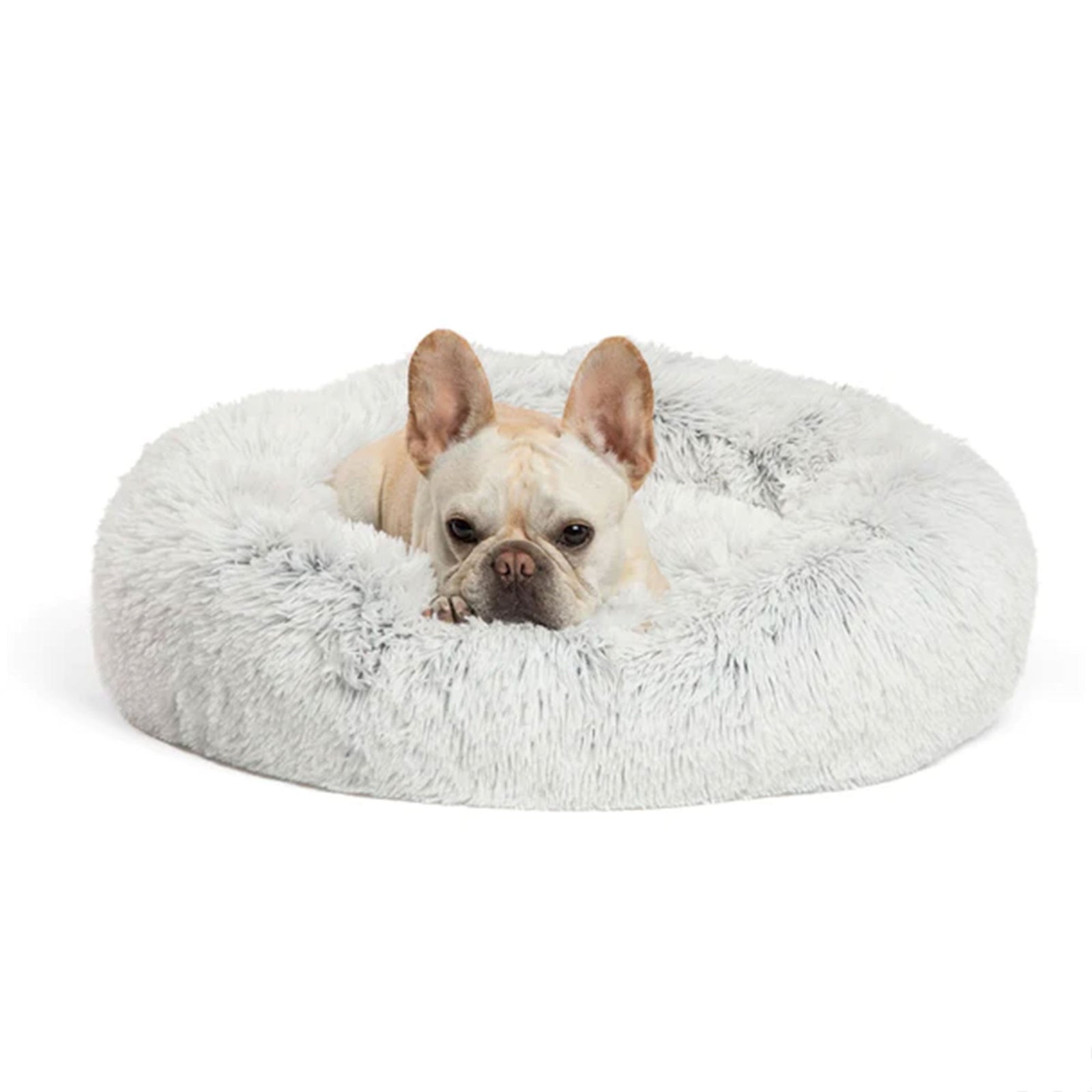 Best Friends by Sheri Luxury 23" Shag Faux Fur Donut Pet Bed, Frost White (Used) - VMInnovations