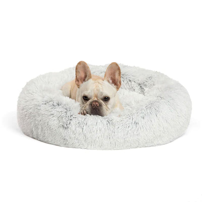 Best Friends by Sheri Luxury 23 Inch Shag Faux Fur Donut Pet Bed, Frost White