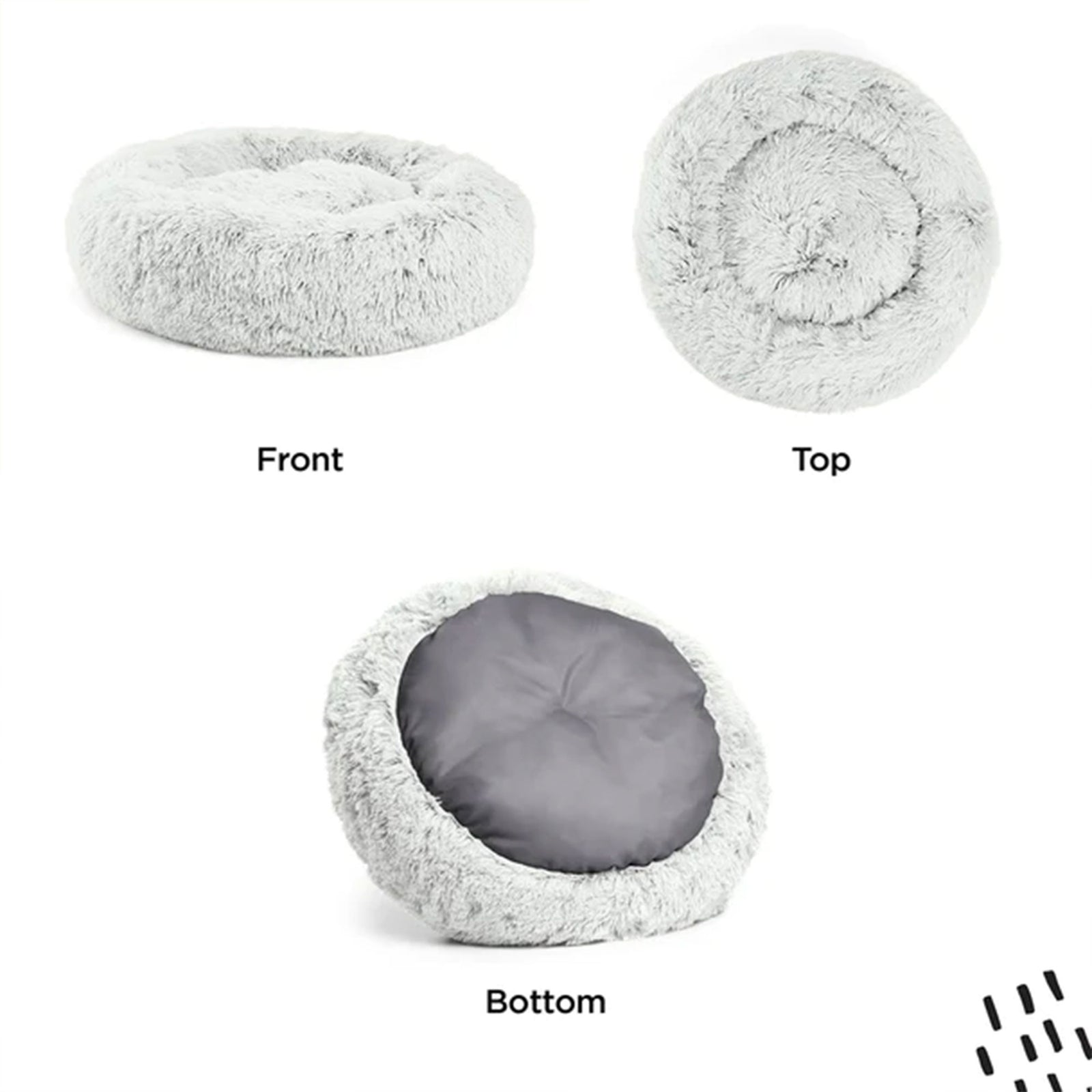 Best Friends by Sheri Luxury 23" Shag Faux Fur Donut Pet Bed, Frost White (Used) - VMInnovations