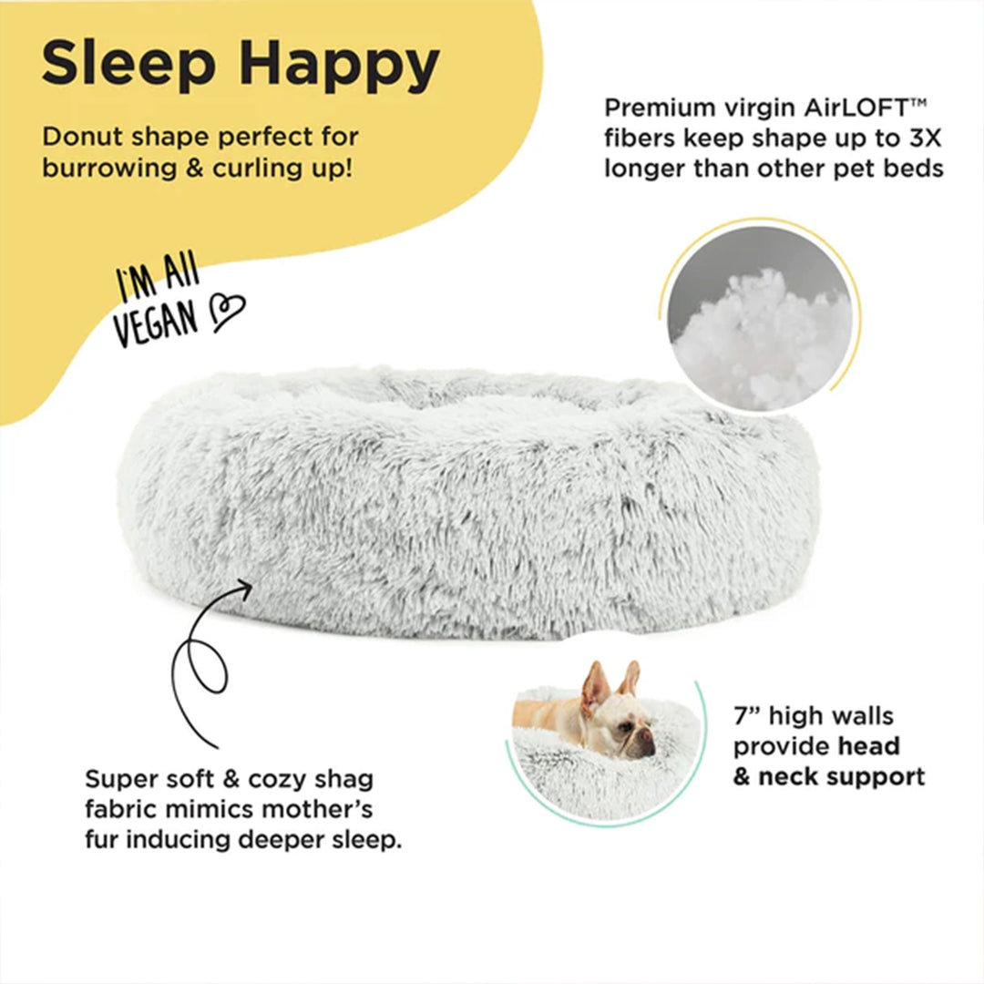 Best Friends by Sheri Luxury 23" Shag Faux Fur Donut Pet Bed, Frost White (Used)