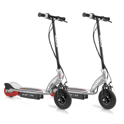 Razor E125 Kids Ride On 24V Motorized Electric Powered Scooters, Black (2 Pack)