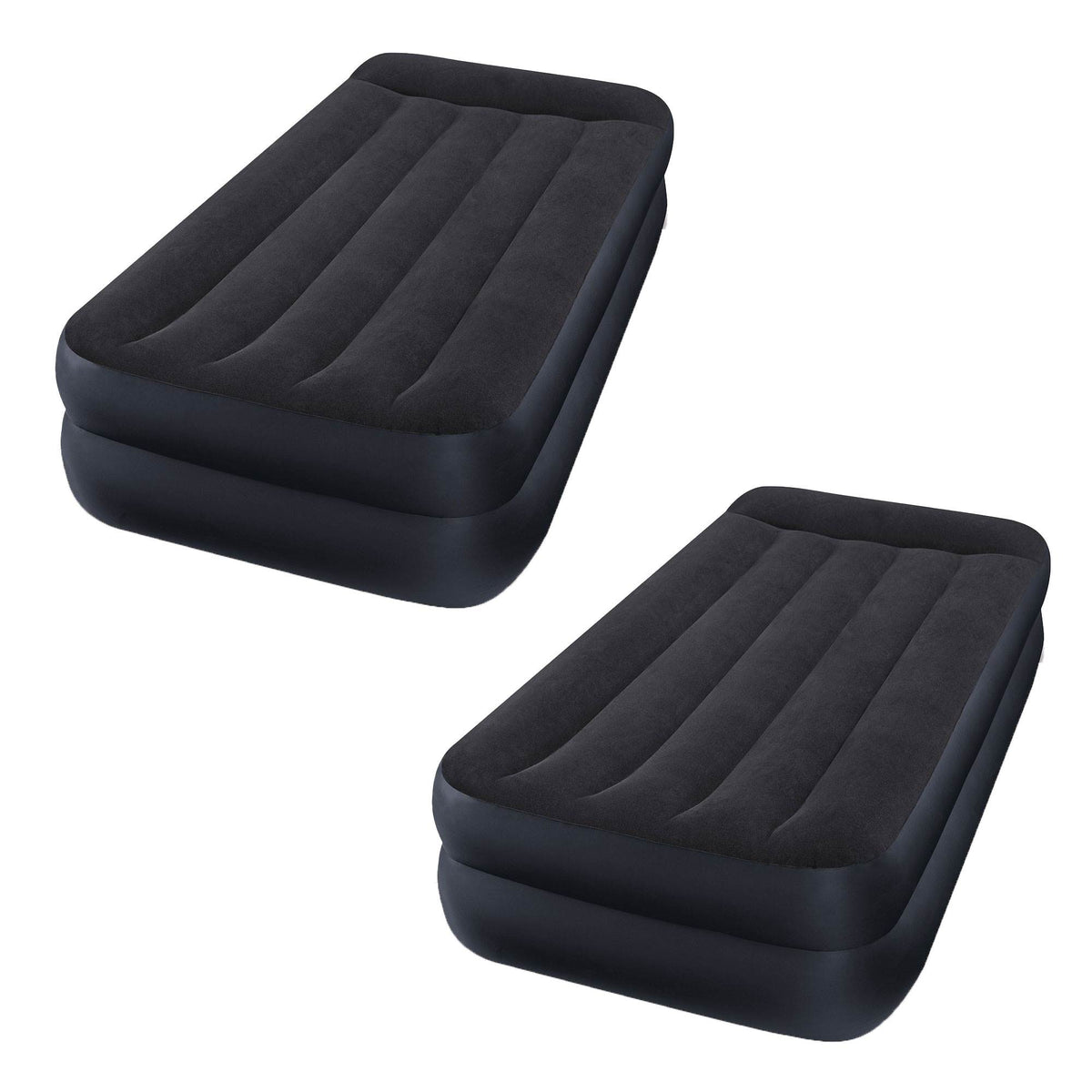 Intex Dura Beam Pillow Rest Air Bed w/ Fiber Tech Built In Pump, Twin (2 Pack)