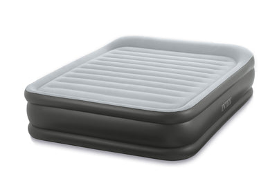 Intex Queen Deluxe Pillow Rest Fiber Tech Raised Air Mattress with Pump (2 Pack)