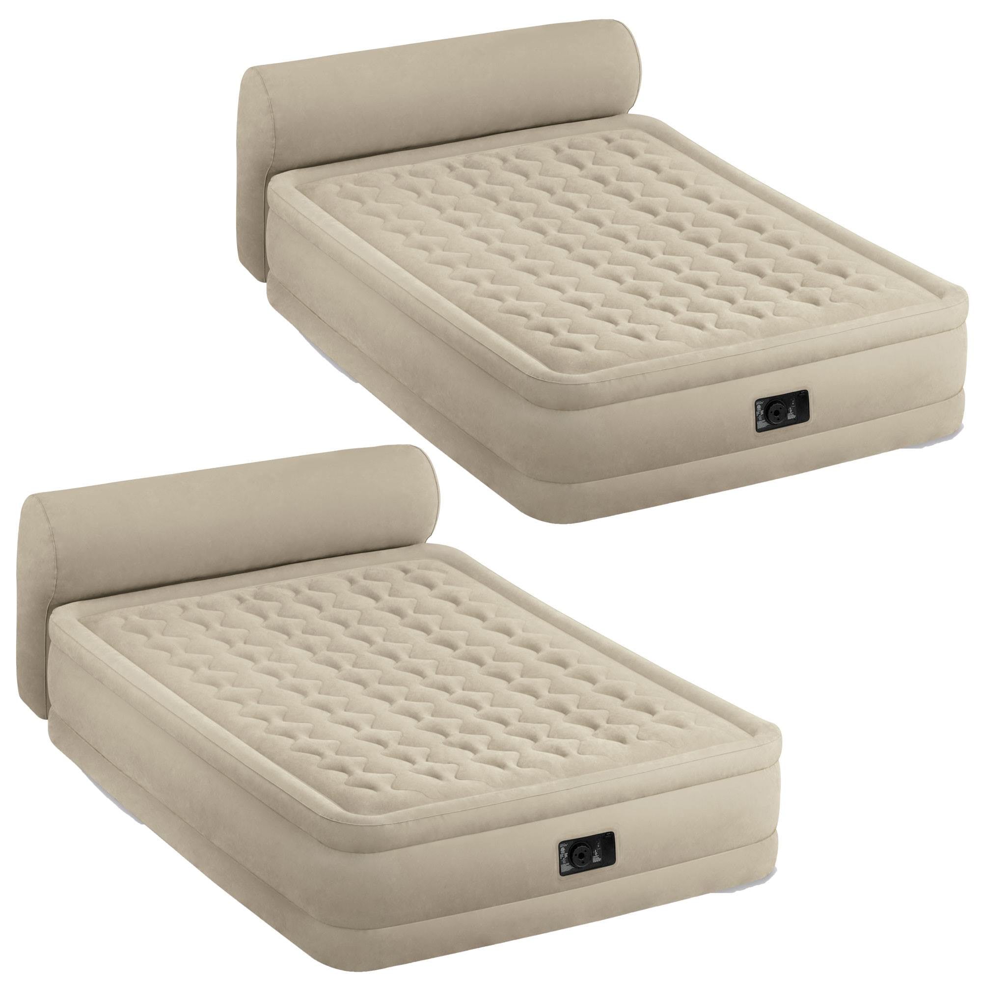 Intex Queen Ultra Plush Elevated Airbed with Built In Pump + Headboard (2 Pack)