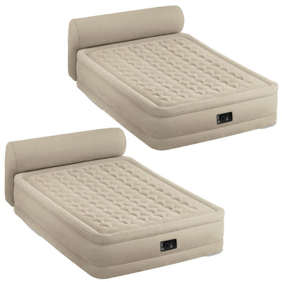 Intex Queen Ultra Plush Elevated Airbed with Built In Pump + Headboard (2 Pack)