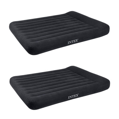 Intex Queen Classic Pillow Rest Airbed Air Mattress with Built-In Pump (2 Pack)