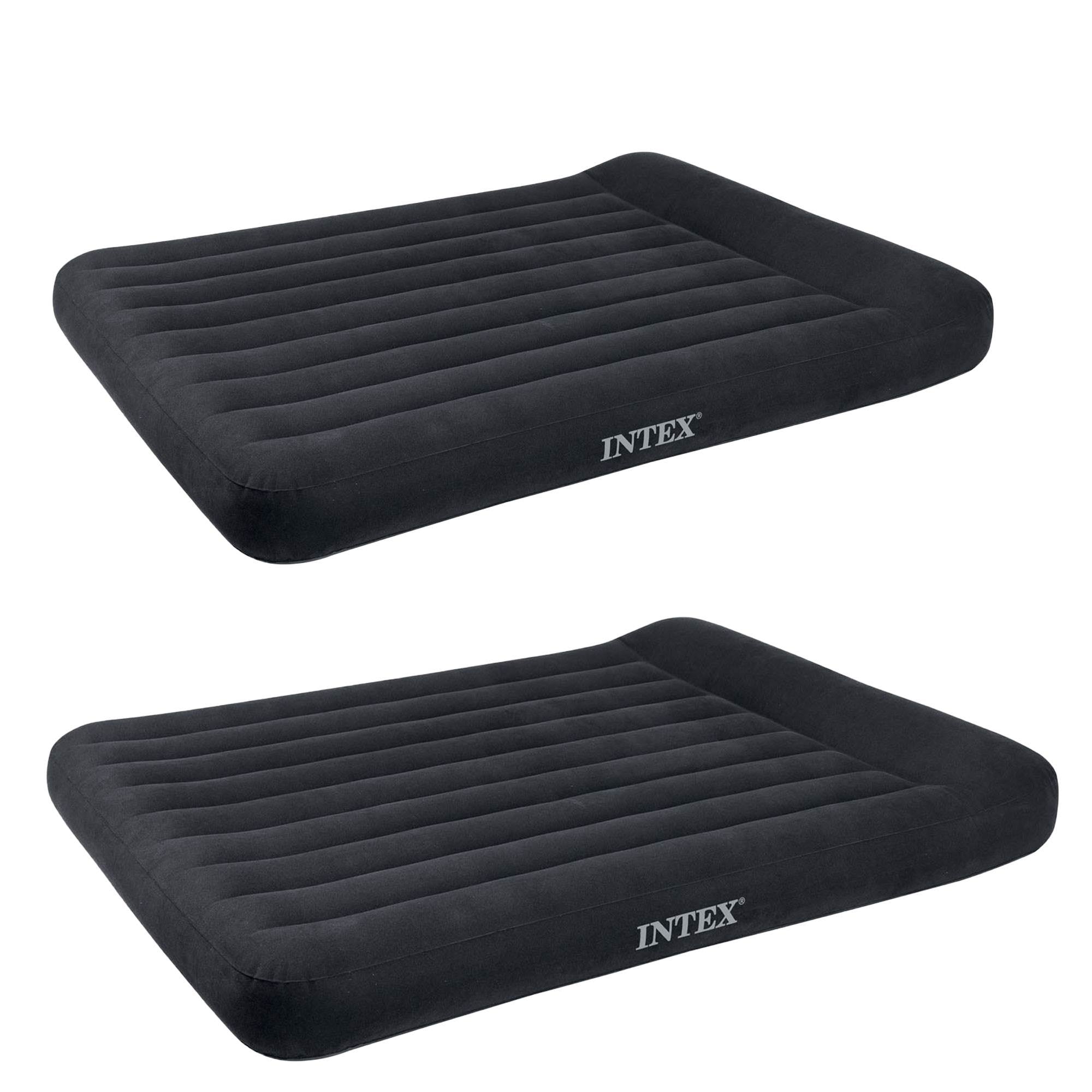 Intex Classic Inflatable Full Airbed With Built In Pillow Rest + Pump (2 Pack)