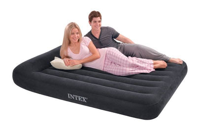 Intex Classic Inflatable Full Airbed With Built In Pillow Rest + Pump (2 Pack)