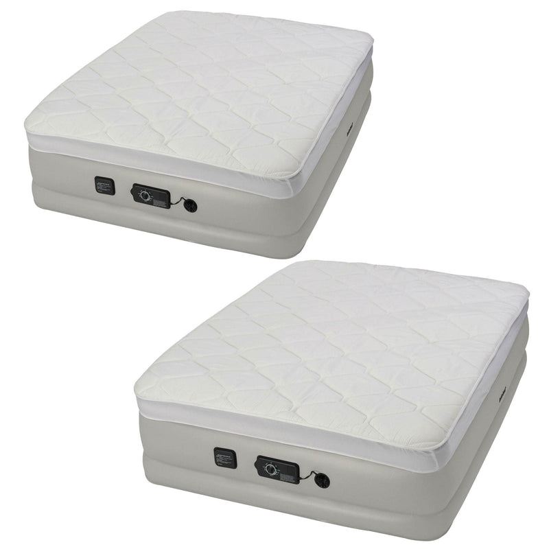 InstaBed Raised 18 Inch Queen Pillow Top Airbed with Never Flat Pump (2 Pack)