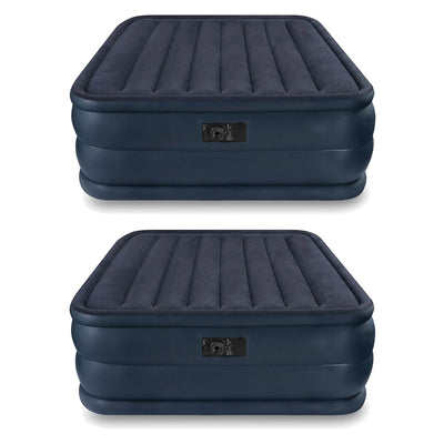 Intex Queen Raised Downy Inflatable Air Mattress Bed with Built-In Pump (2 Pack)
